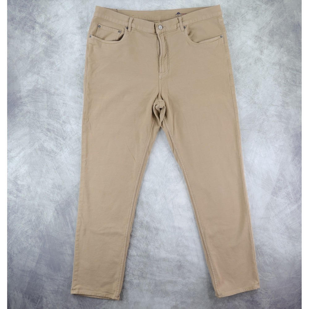 Faherty Stretch Terry 5 Pocket Pants Mens 38x32 Desert Khaki Cotton Blend